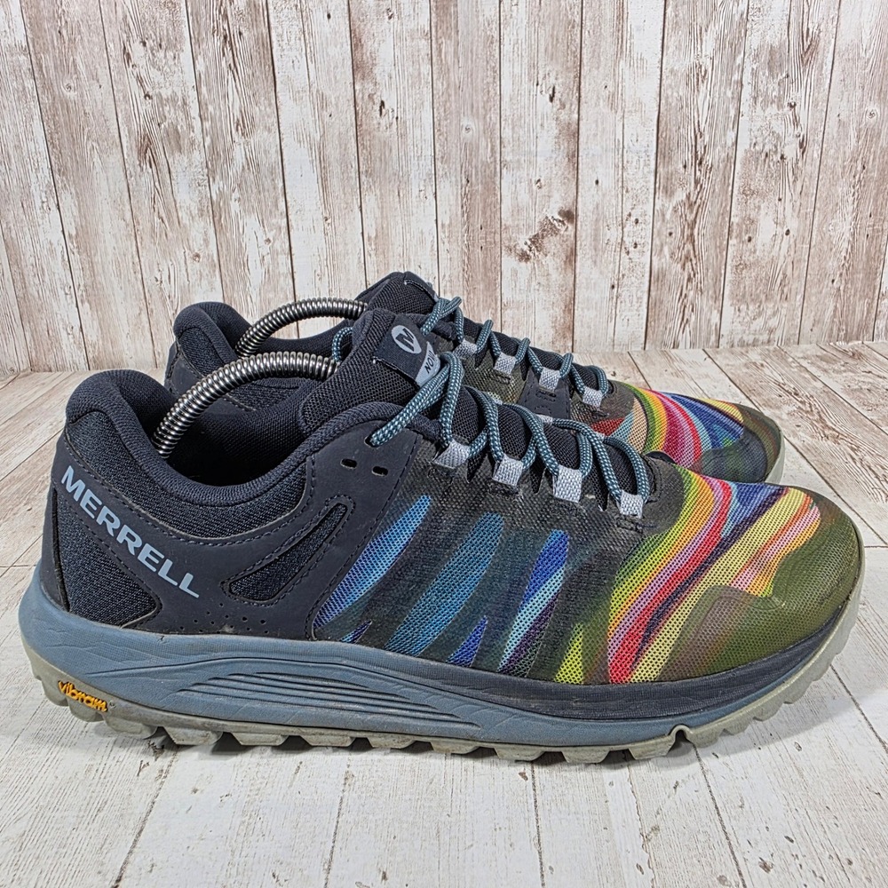 Merrell Nova Rainbow Trail Running Shoes Mens 10.5 Black Multi Color J99639